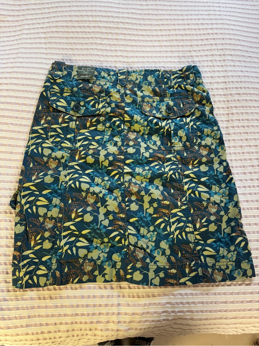 Eddie Bauer Teal & Yellow Floral Mini Skirt